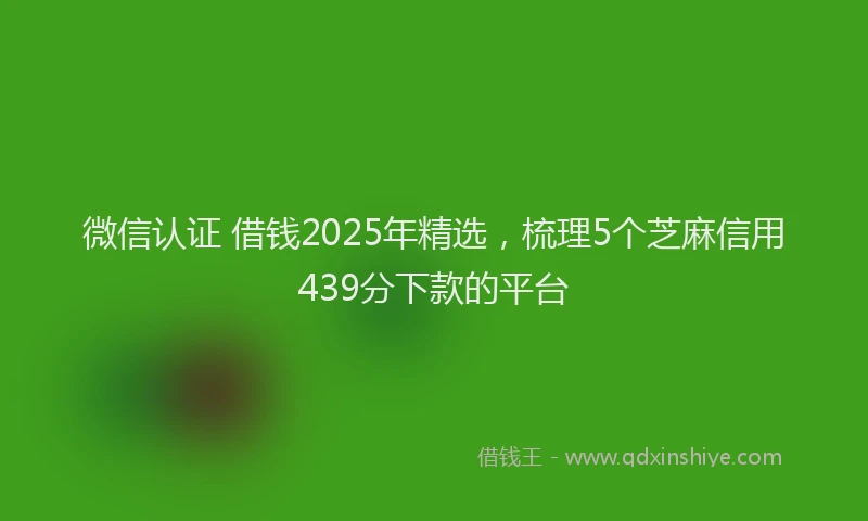 微信认证 借钱2025年精选，梳理5个芝麻信用439分下款的平台