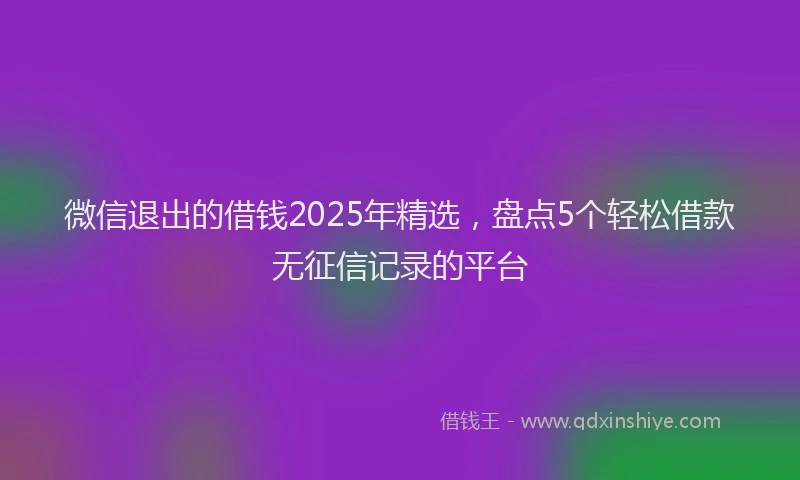 微信退出的借钱2025年精选，盘点5个轻松借款无征信记录的平台
