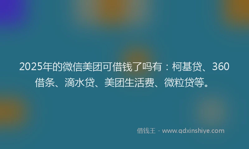 2025年的微信美团可借钱了吗有：柯基贷、360借条、滴水贷、美团生活费、微粒贷等。