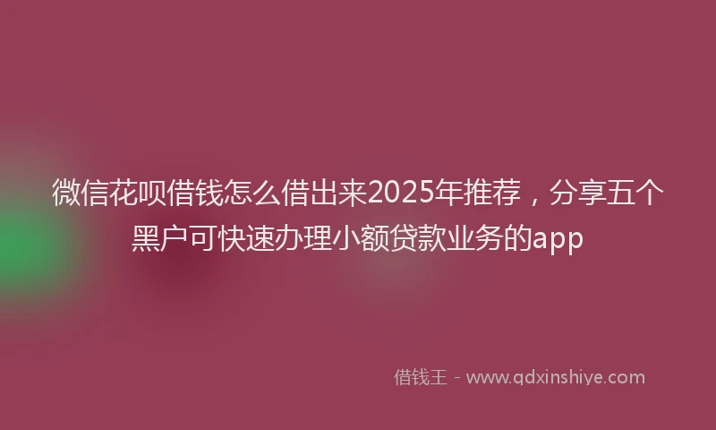 微信花呗借钱怎么借出来2025年推荐，分享五个黑户可快速办理小额贷款业务的app