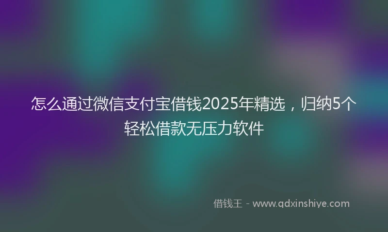 怎么通过微信支付宝借钱2025年精选，归纳5个轻松借款无压力软件