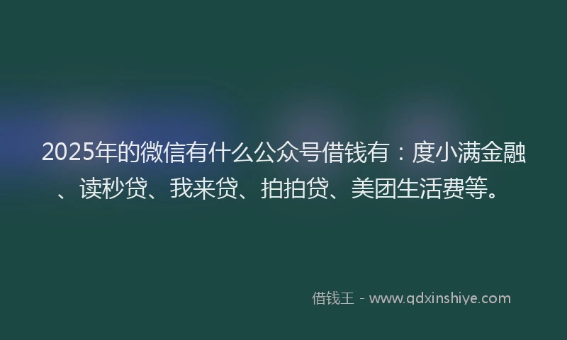 2025年的微信有什么公众号借钱有：度小满金融、读秒贷、我来贷、拍拍贷、美团生活费等。