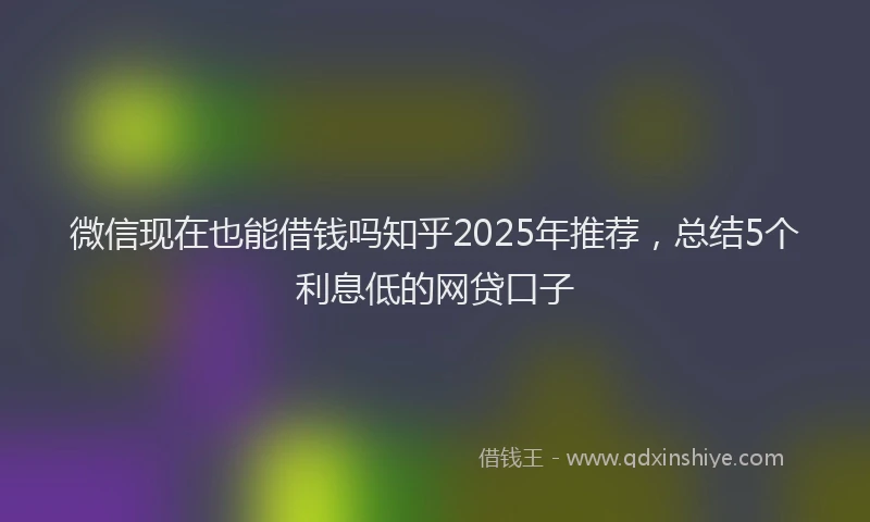 微信现在也能借钱吗知乎2025年推荐，总结5个利息低的网贷口子