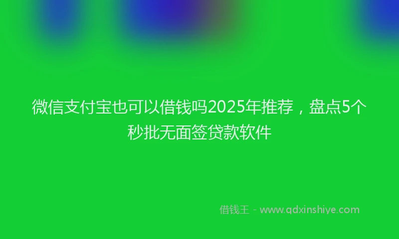 微信支付宝也可以借钱吗2025年推荐，盘点5个秒批无面签贷款软件
