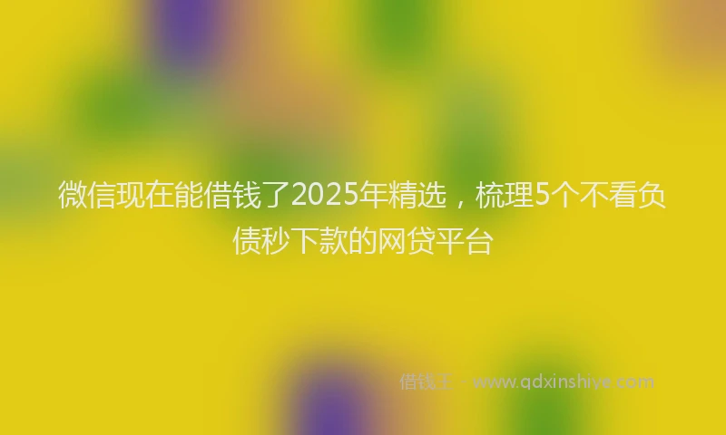 微信现在能借钱了2025年精选，梳理5个不看负债秒下款的网贷平台