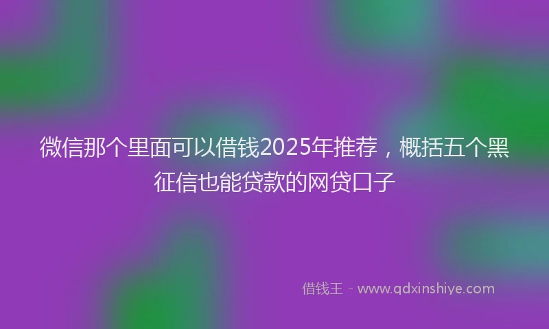 微信那个里面可以借钱2025年推荐，概括五个黑征信也能贷款的网贷口子