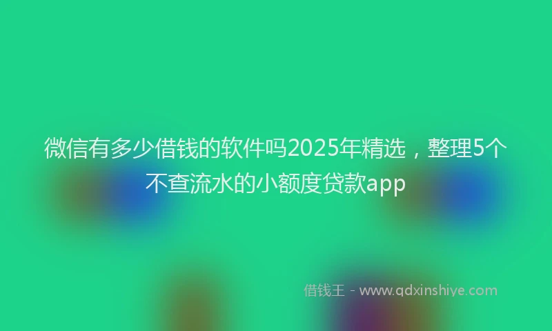 微信有多少借钱的软件吗2025年精选，整理5个不查流水的小额度贷款app