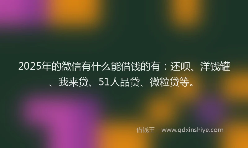 2025年的微信有什么能借钱的有：还呗、洋钱罐、我来贷、51人品贷、微粒贷等。