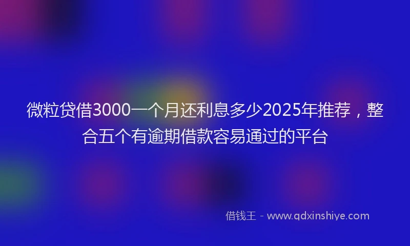 微粒贷借3000一个月还利息多少2025年推荐，整合五个有逾期借款容易通过的平台