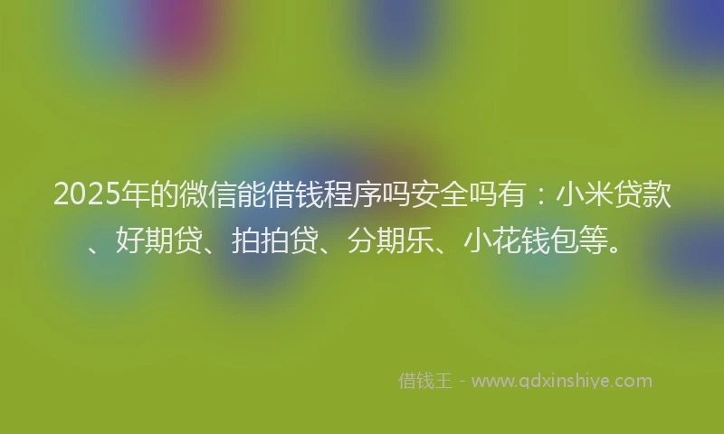 2025年的微信能借钱程序吗安全吗有：小米贷款、好期贷、拍拍贷、分期乐、小花钱包等。