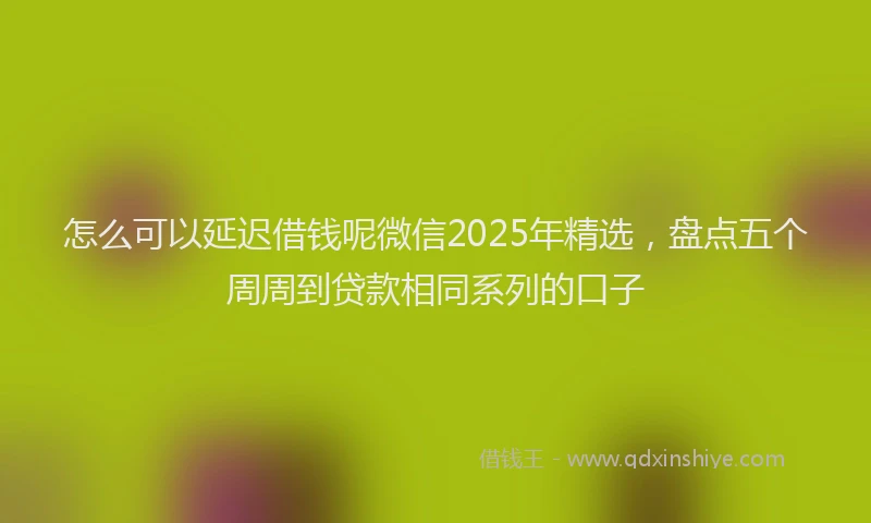 怎么可以延迟借钱呢微信2025年精选，盘点五个周周到贷款相同系列的口子
