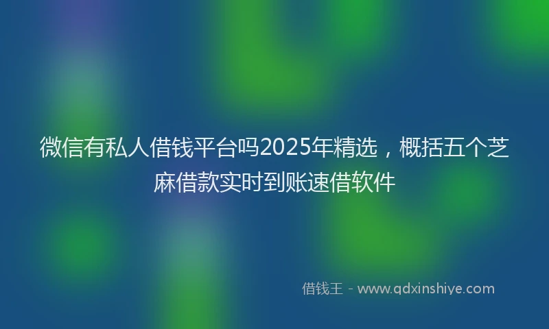 微信有私人借钱平台吗2025年精选，概括五个芝麻借款实时到账速借软件