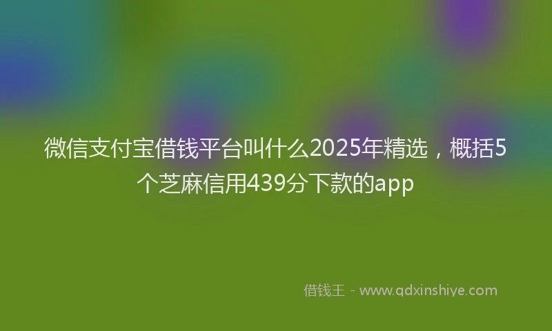微信支付宝借钱平台叫什么2025年精选，概括5个芝麻信用439分下款的app