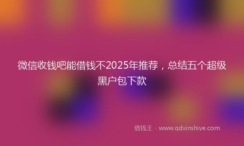 微信收钱吧能借钱不2025年推荐，总结五个超级黑户包下款