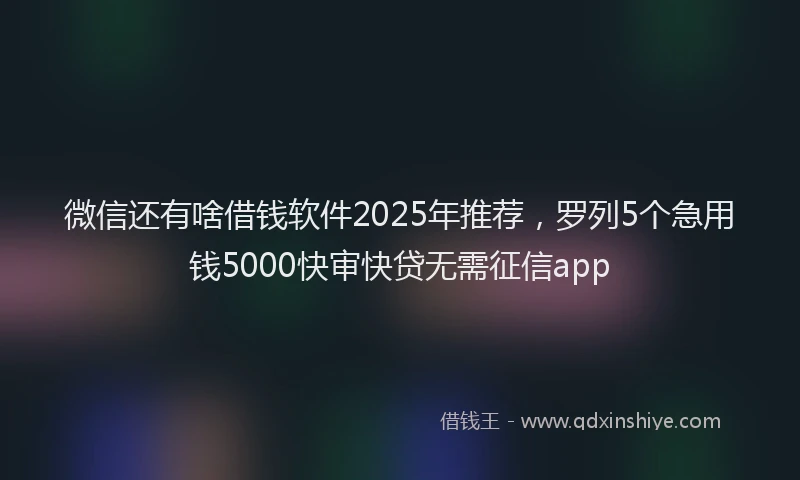 微信还有啥借钱软件2025年推荐，罗列5个急用钱5000快审快贷无需征信app