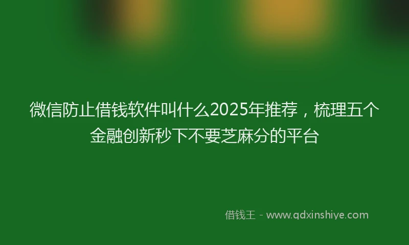 微信防止借钱软件叫什么2025年推荐，梳理五个金融创新秒下不要芝麻分的平台