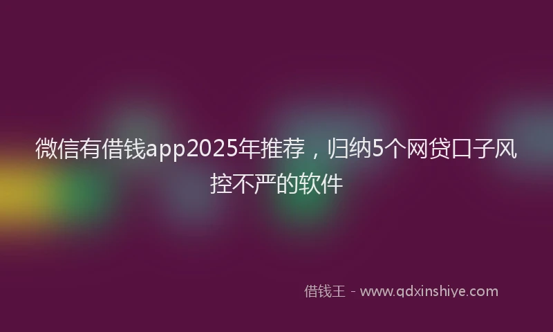 微信有借钱app2025年推荐，归纳5个网贷口子风控不严的软件