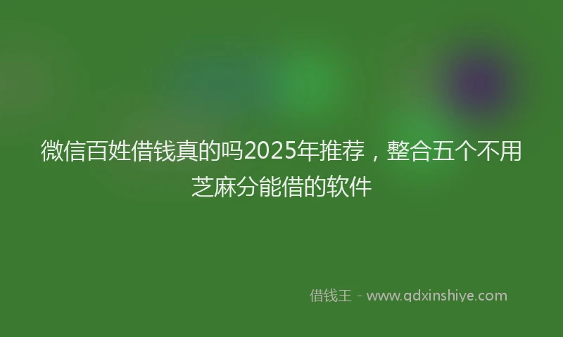 微信百姓借钱真的吗2025年推荐，整合五个不用芝麻分能借的软件