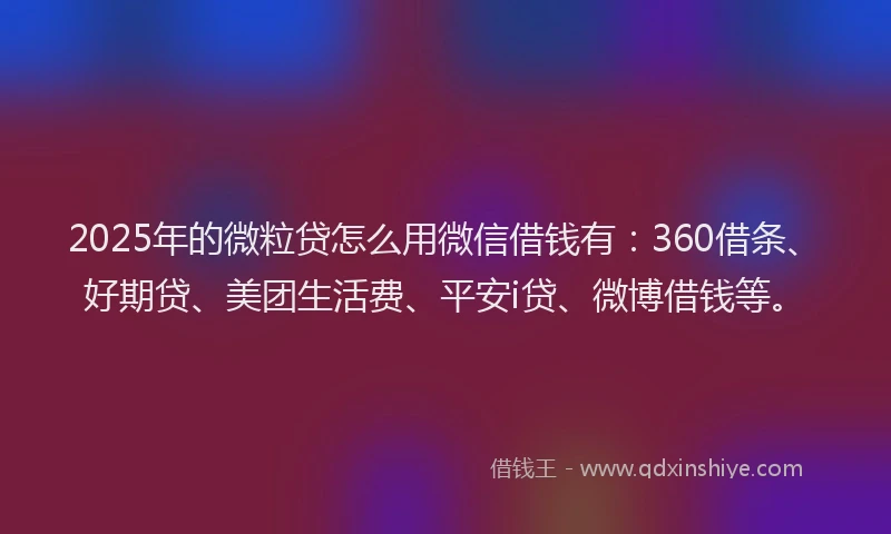 2025年的微粒贷怎么用微信借钱有：360借条、好期贷、美团生活费、平安i贷、微博借钱等。