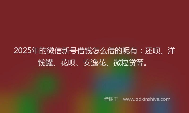 2025年的微信新号借钱怎么借的呢有：还呗、洋钱罐、花呗、安逸花、微粒贷等。