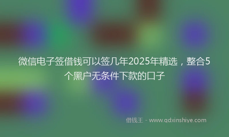 微信电子签借钱可以签几年2025年精选，整合5个黑户无条件下款的口子