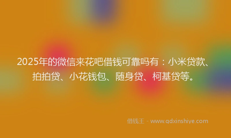 2025年的微信来花吧借钱可靠吗有：小米贷款、拍拍贷、小花钱包、随身贷、柯基贷等。