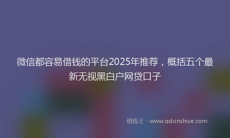 微信都容易借钱的平台2025年推荐，概括五个最新无视黑白户网贷口子