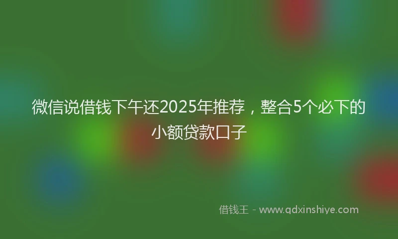 微信说借钱下午还2025年推荐，整合5个必下的小额贷款口子