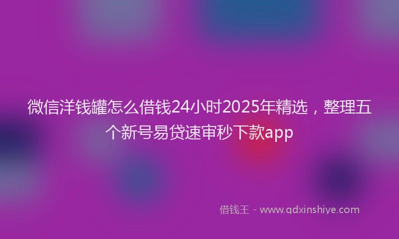 微信洋钱罐怎么借钱24小时2025年精选，整理五个新号易贷速审秒下款app