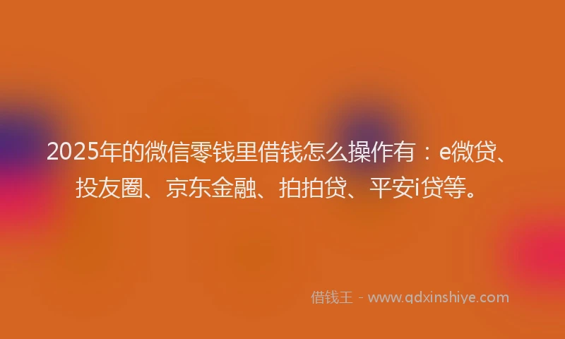 2025年的微信零钱里借钱怎么操作有：e微贷、投友圈、京东金融、拍拍贷、平安i贷等。