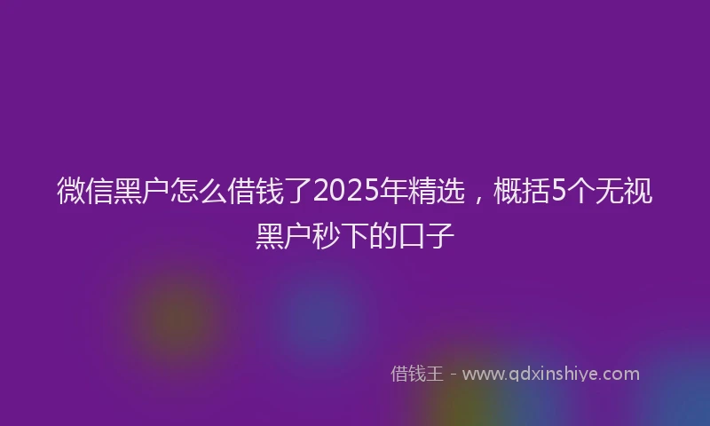 微信黑户怎么借钱了2025年精选，概括5个无视黑户秒下的口子
