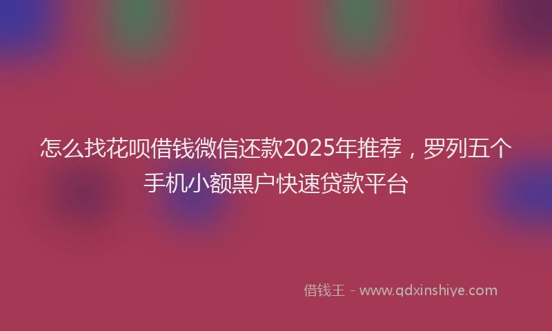 怎么找花呗借钱微信还款2025年推荐，罗列五个手机小额黑户快速贷款平台