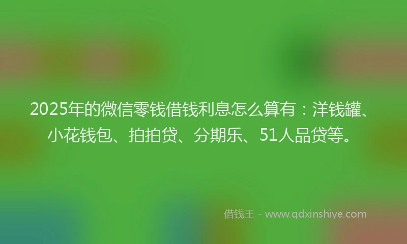 2025年的微信零钱借钱利息怎么算有：洋钱罐、小花钱包、拍拍贷、分期乐、51人品贷等。