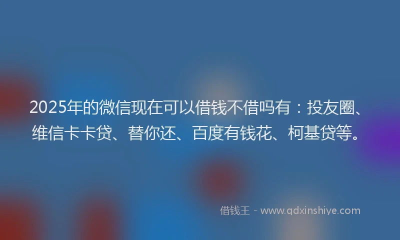 2025年的微信现在可以借钱不借吗有：投友圈、维信卡卡贷、替你还、百度有钱花、柯基贷等。