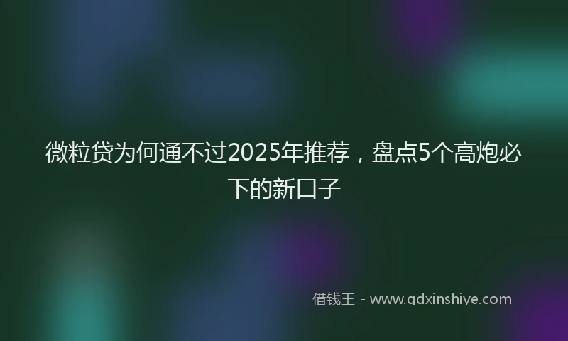微粒贷为何通不过2025年推荐，盘点5个高炮必下的新口子