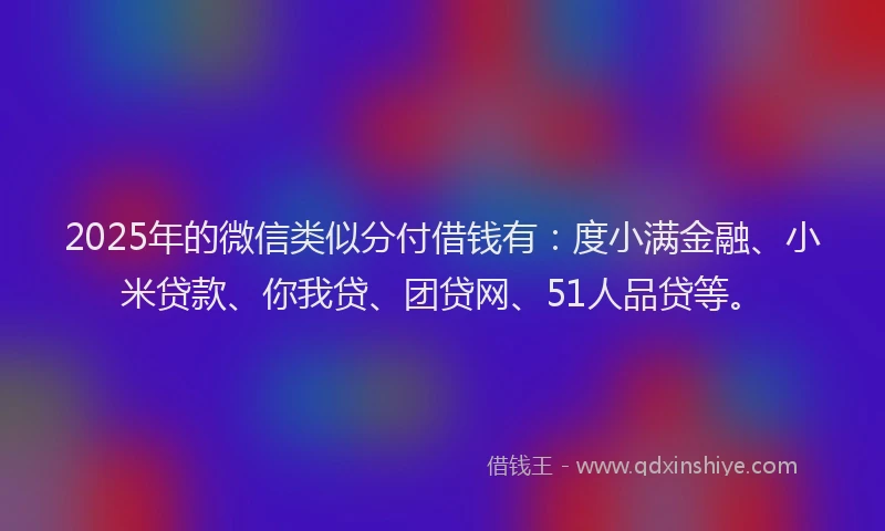 2025年的微信类似分付借钱有：度小满金融、小米贷款、你我贷、团贷网、51人品贷等。