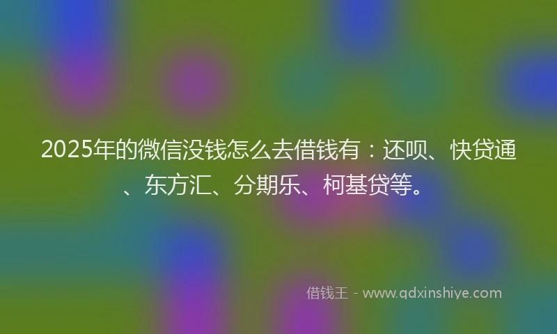 2025年的微信没钱怎么去借钱有：还呗、快贷通、东方汇、分期乐、柯基贷等。