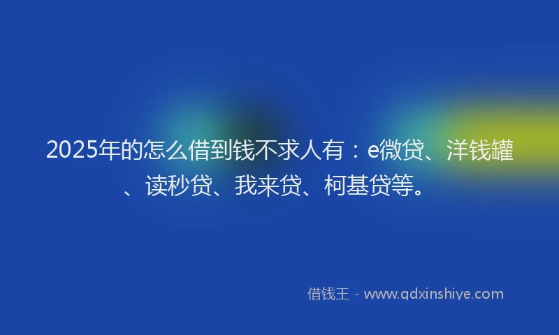 2025年的怎么借到钱不求人有：e微贷、洋钱罐、读秒贷、我来贷、柯基贷等。