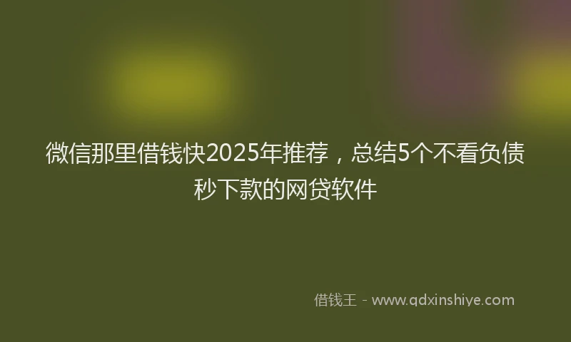 微信那里借钱快2025年推荐，总结5个不看负债秒下款的网贷软件