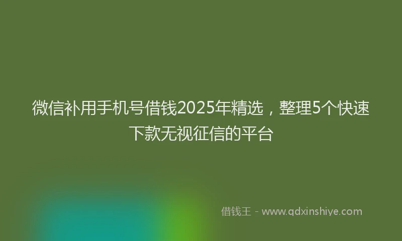 微信补用手机号借钱2025年精选，整理5个快速下款无视征信的平台