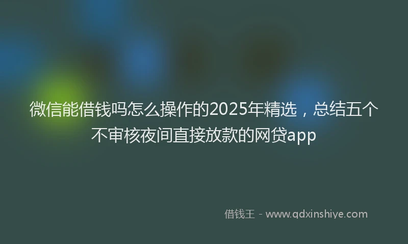 微信能借钱吗怎么操作的2025年精选，总结五个不审核夜间直接放款的网贷app