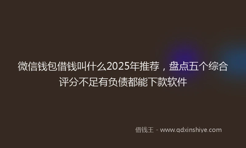 微信钱包借钱叫什么2025年推荐，盘点五个综合评分不足有负债都能下款软件