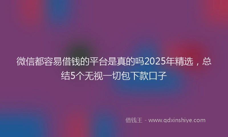 微信都容易借钱的平台是真的吗2025年精选，总结5个无视一切包下款口子