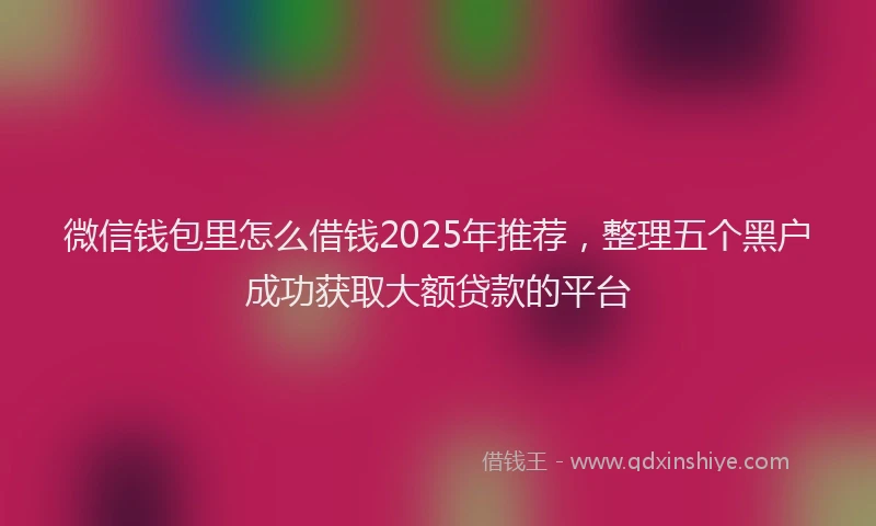 微信钱包里怎么借钱2025年推荐，整理五个黑户成功获取大额贷款的平台