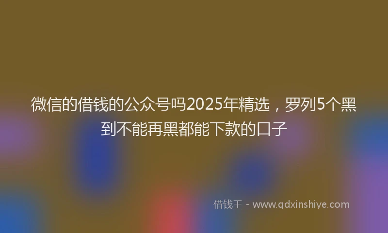 微信的借钱的公众号吗2025年精选，罗列5个黑到不能再黑都能下款的口子