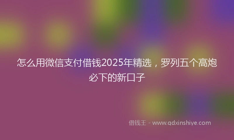 怎么用微信支付借钱2025年精选，罗列五个高炮必下的新口子