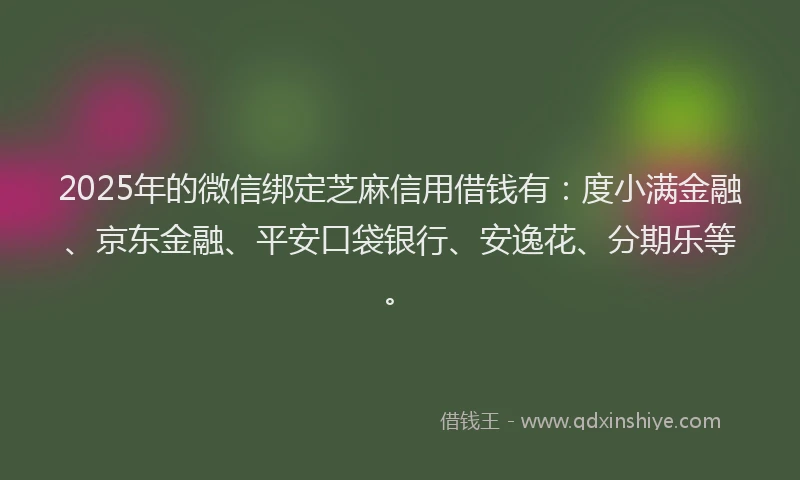 2025年的微信绑定芝麻信用借钱有：度小满金融、京东金融、平安口袋银行、安逸花、分期乐等。