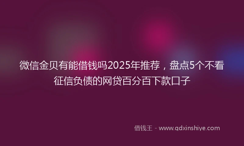 微信金贝有能借钱吗2025年推荐，盘点5个不看征信负债的网贷百分百下款口子