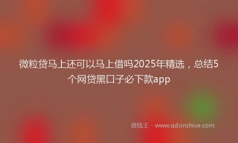微粒贷马上还可以马上借吗2025年精选，总结5个网贷黑口子必下款app