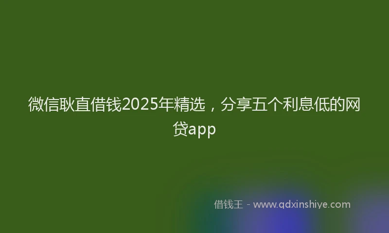微信耿直借钱2025年精选，分享五个利息低的网贷app
